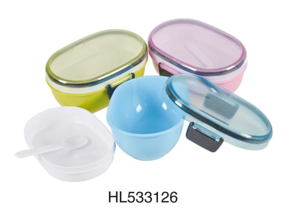 Space Lunch Box with Spoon -Oval Shape