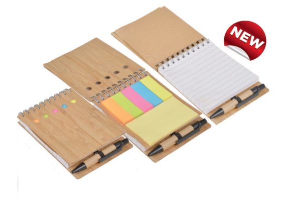 Wooden Cover Notepad with Sticky Note & Pen