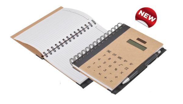 PU Eco Note Pad with Calculator with Pen