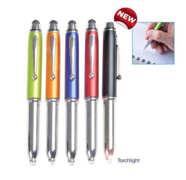 Stylus Plastic Pen with Torch Light