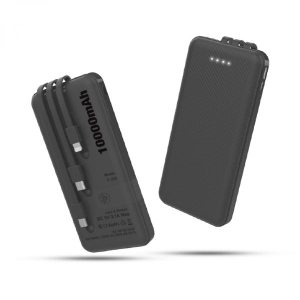 F-223 POWERBANK WITH 3 BUILT IN CABLE - 10000mAh - Image 3