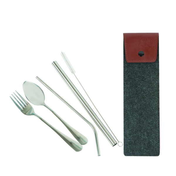 STAINLESS STEEL STRAW + CUTLERY SET HS-121 - Image 5