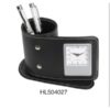 PU Pen Holder With Clock